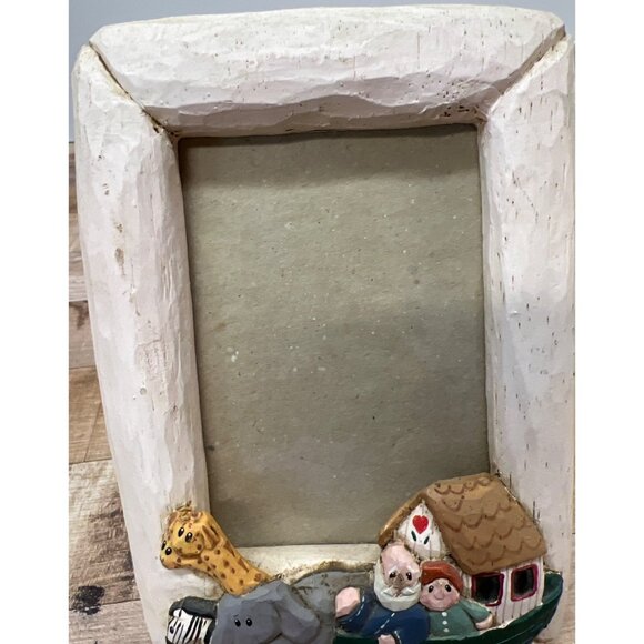 Vintage Eddie Walker Noahs Ark-Themed Hand-Painted Wooden Picture Frame 3D - Picture 4 of 4